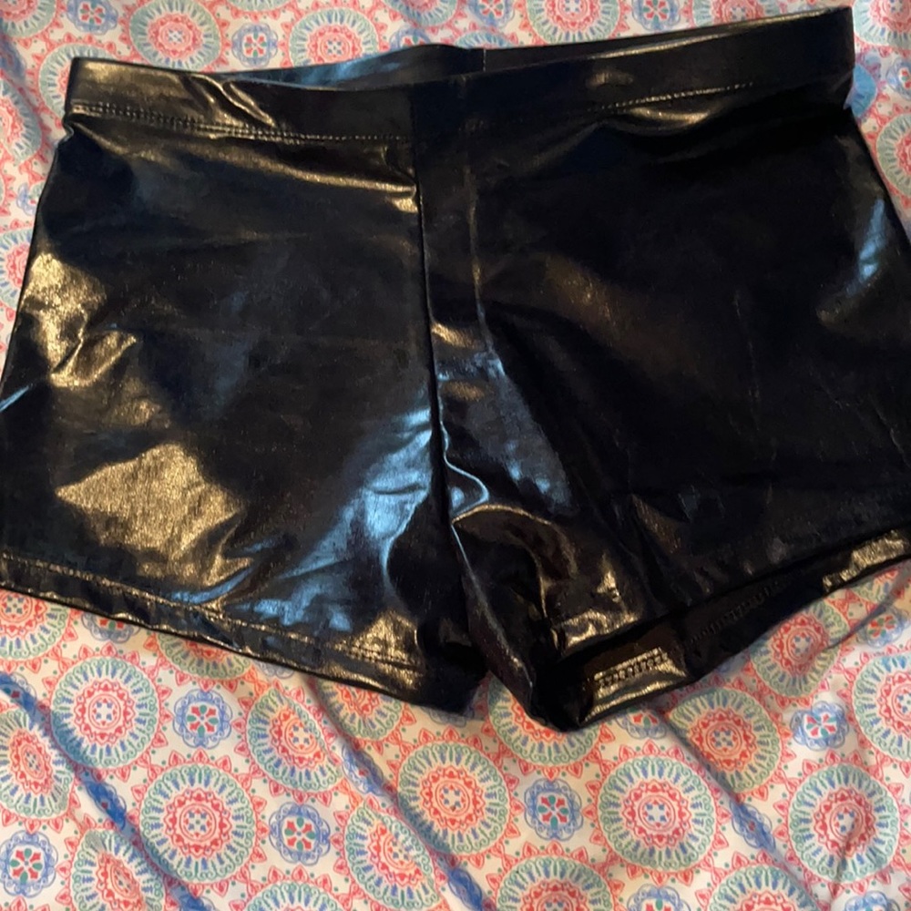 Black polyester shorts